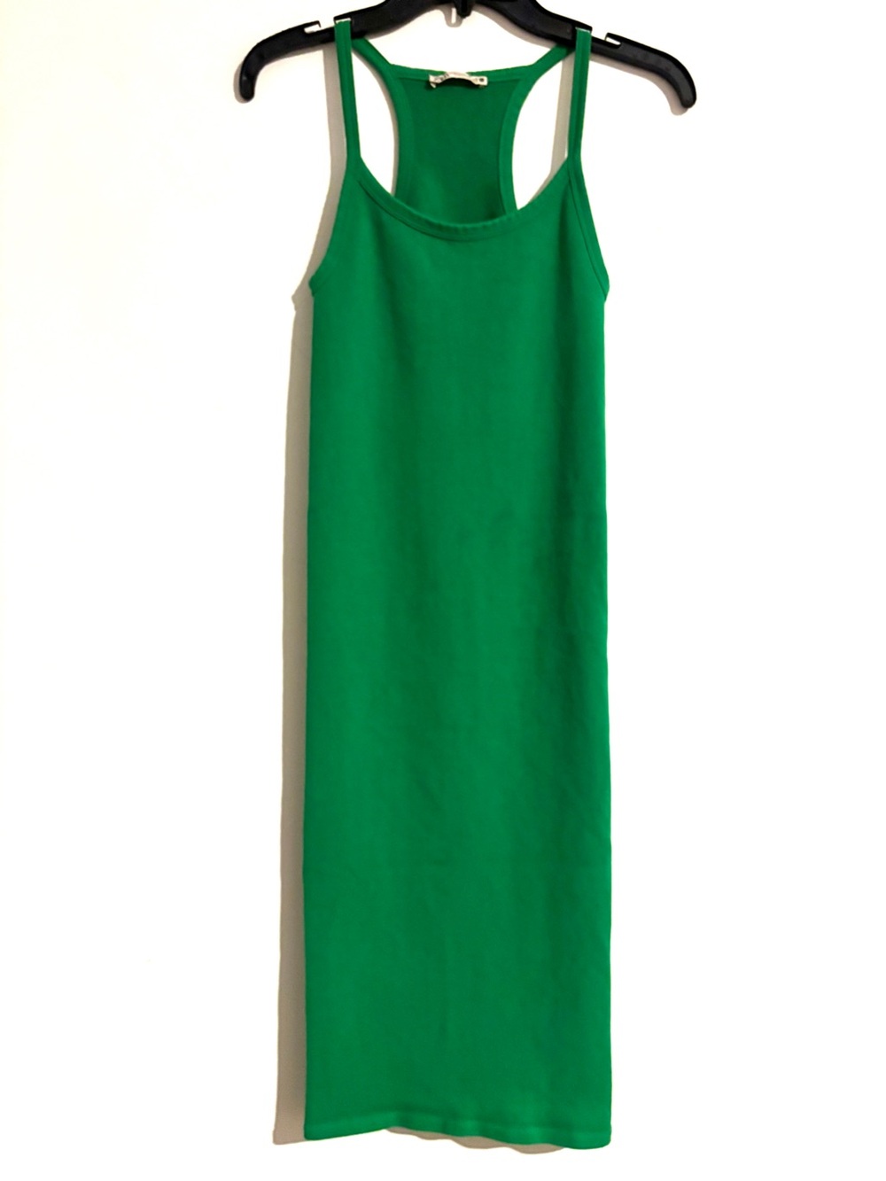 Zara Size XS/S Kelly Green Racerback Midi Dress - Classic Women's Slip Dress